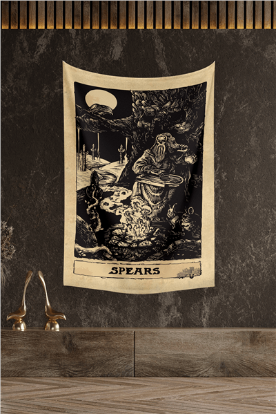 Vagonik Tarot Kartı Spears Duvar Örtüsü Halısı