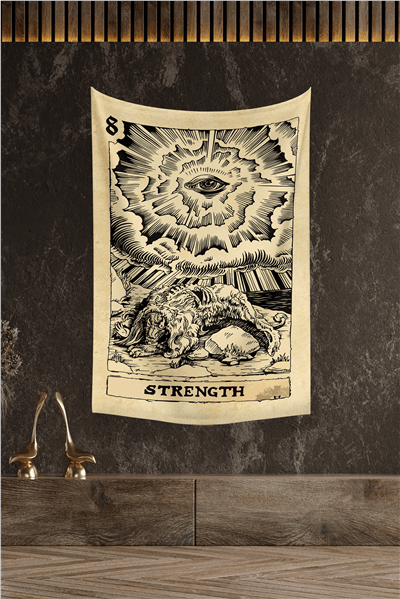 Vagonik Tarot Kartı Strength Duvar Örtüsü Halısı