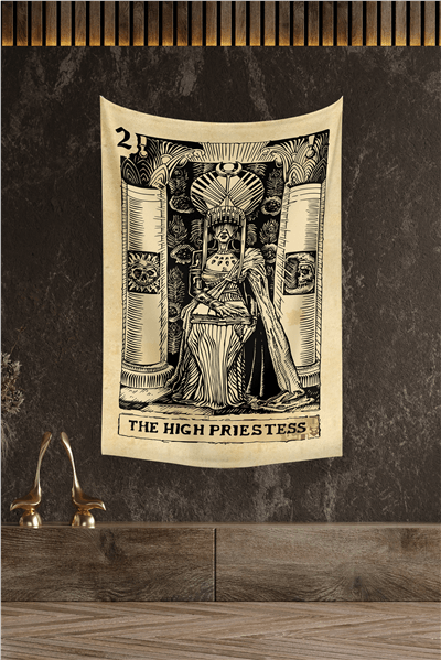 Vagonik Tarot Kartı The High Priestess Duvar Örtüsü Halısı