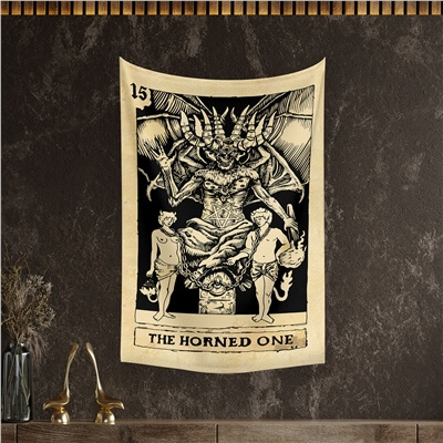 Vagonik Tarot Kartı The Horned One Duvar Örtüsü Halısı 140x100 Cm-70x100 Cm