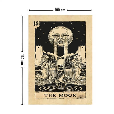 Vagonik Tarot Kartı The Moon Duvar Örtüsü Halısı 140x100 Cm-70x100 Cm