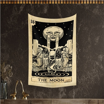 Vagonik Tarot Kartı The Moon Duvar Örtüsü Halısı 140x100 Cm-70x100 Cm