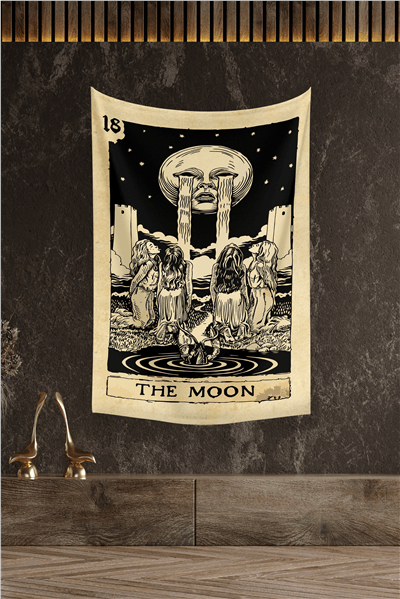 Vagonik Tarot Kartı The Moon Duvar Örtüsü Halısı