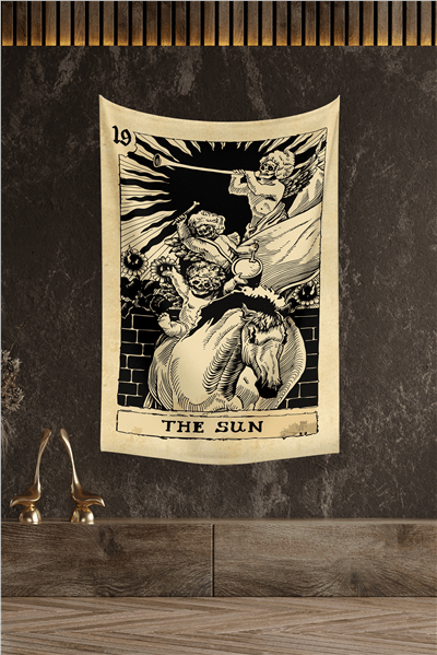 Vagonik Tarot Kartı The Sun Duvar Örtüsü Halısı