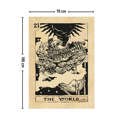Vagonik Tarot Kartı The World Duvar Örtüsü Halısı 140x100 Cm-70x100 Cm