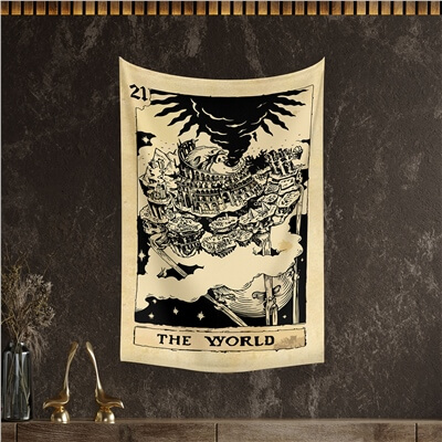 Vagonik Tarot Kartı The World Duvar Örtüsü Halısı 140x100 Cm-70x100 Cm
