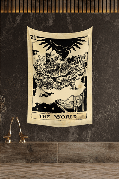 Vagonik Tarot Kartı The World Duvar Örtüsü Halısı