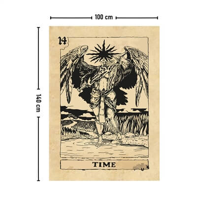 Vagonik Tarot Kartı Time Duvar Örtüsü Halısı 140x100 Cm-70x100 Cm