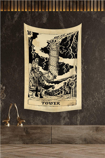 Vagonik Tarot Kartı Tower Duvar Örtüsü Halısı