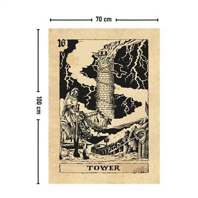 Vagonik Tarot Kartı Tower Duvar Örtüsü Halısı 140x100 Cm-70x100 Cm