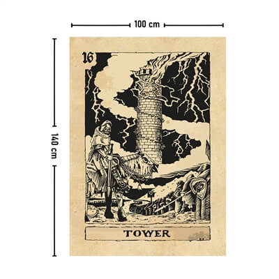 Vagonik Tarot Kartı Tower Duvar Örtüsü Halısı 140x100 Cm-70x100 Cm