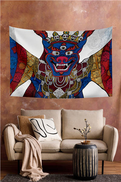 Vagonik Tibet Etnik Desen Budist Thangka Ve Mandala Bohem Duvar Örtüsü Halısı