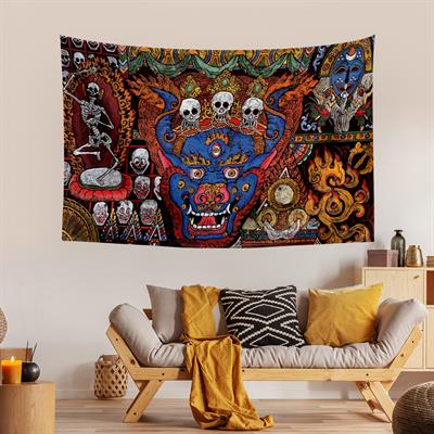 Vagonik Tibet Etnik Desen Budist Thangka Ve Mandala Bohem Duvar Örtüsü Halısı 140x100 Cm-70x100 Cm