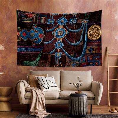 Vagonik Tibet Etnik Desen Budist Thangka Ve Mandala Bohem Duvar Örtüsü Halısı 140x100 Cm-70x100 Cm