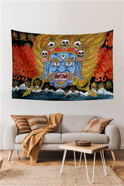 Vagonik Tibet Etnik Desen Budist Thangka ve Mandala Bohem Duvar Örtüsü Halısı