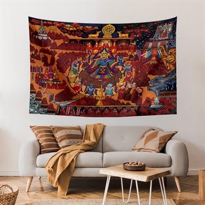 Vagonik Tibet Etnik Desen Budist Thangka Ve Mandala Bohem Duvar Örtüsü Halısı 140x100 Cm-70x100 Cm