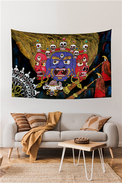 Vagonik Tibet Etnik Desen Budist Thangka Ve Mandala Bohem Duvar Örtüsü Halısı