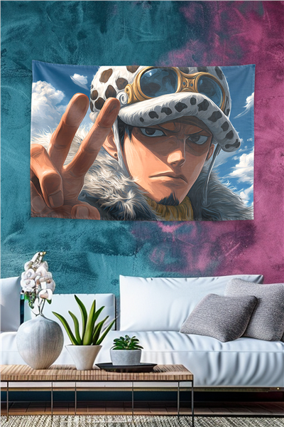 Vagonik Trafalgar Law One Piece Portrait Duvar Örtüsü Tapestry