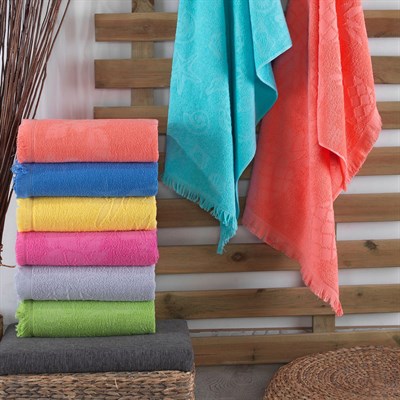 Vagonik Ultra Soft Jakarlı Desenli Plaj Havlusu 70 x 140 cm - Lila