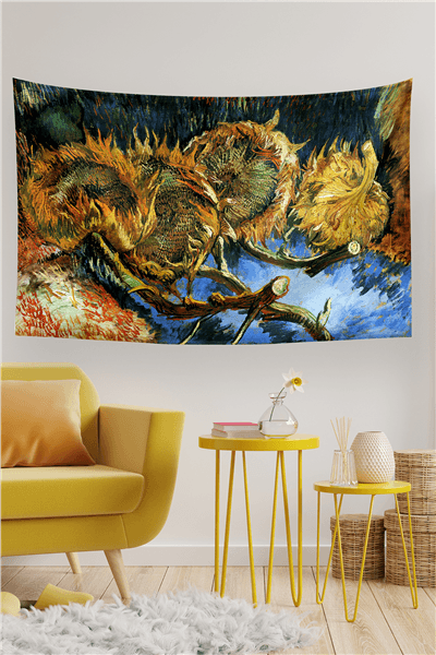 Vagonik Van Gogh Ayçiçekleri Duvar Örtüsü Halısı