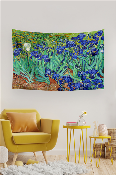 Vagonik Van Gogh Iris Süsen Çiçeği Duvar Örtüsü Halısı