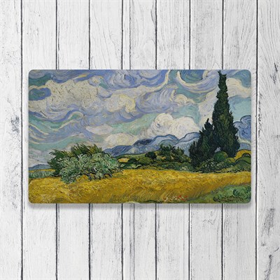 Vagonik Van Gogh Selvi Ağacı Dijital Baskılı 50x70cm Dekoratif Çok Amaçlı Iç Ve Dış Kapı Paspası