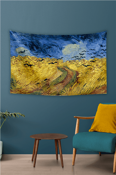 Vagonik Van Gogh Tarlada Kargalar Duvar Örtüsü Halısı