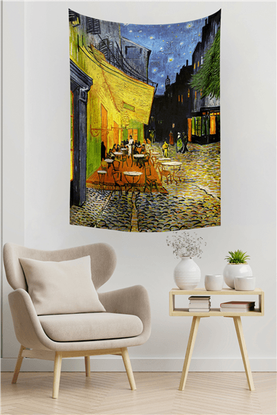 Vagonik Van Gogh Teras Cafe Duvar Örtüsü Halısı