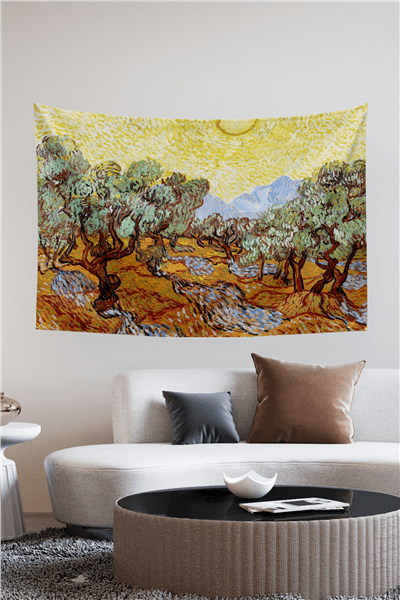 Vagonik Van Gogh Zeytin Ağaçları Duvar Örtüsü Halısı