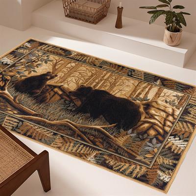 Vagonik Vintage Vahşi Doğa Desenli Dijital Baskılı Halı Kaydırmaz Tabanlı Yıkanabilir Halı