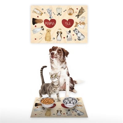 Vagonik Water Food Kedi Köpek Desenli Dijital Baskılı 35x50cm Dekoratif Çok Amaçlı Iç Ve Dış Kapı Paspası Mama Paspası