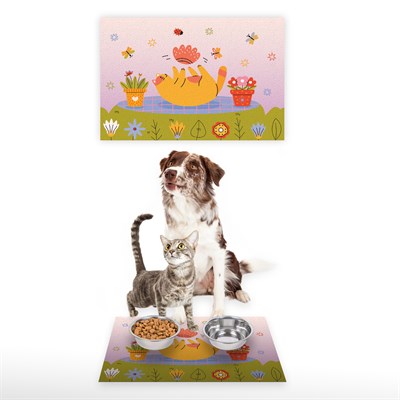 Vagonik Water Food Kedi Köpek Desenli Dijital Baskılı 35x50cm Dekoratif Çok Amaçlı Iç Ve Dış Kapı Paspası Mama Paspası
