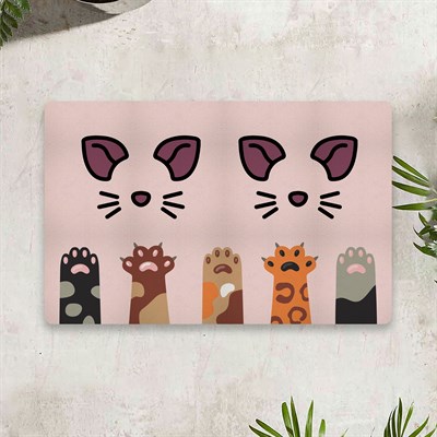 Vagonik Water Food Kedi Köpek Dijital Baskılı 50x70cm Dekoratif Çok Amaçlı Iç Ve Dış Kapı Paspası Mama Paspası