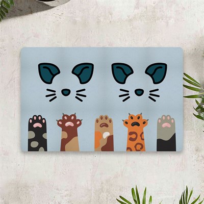 Vagonik Water Food Kedi Köpek Dijital Baskılı 50x70cm Dekoratif Çok Amaçlı Iç Ve Dış Kapı Paspası Mama Paspası