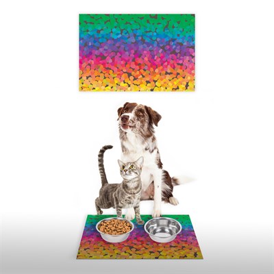 Vagonik Water Food Kedi Köpek Rainbow Desenli Dijital Baskılı 35x50cm Dekoratif Çok Amaçlı Iç Ve Dış Kapı Paspası Mama Paspası