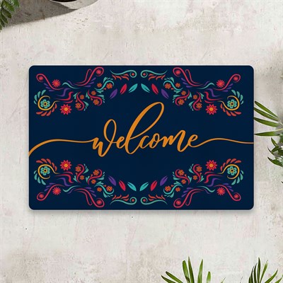 Vagonik Welcome Dijital Baskılı 50x70cm Dekoratif Çok Amaçlı Iç Ve Dış Kapı Paspası