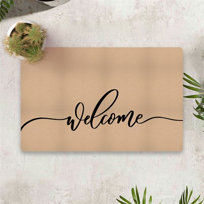 Vagonik Welcome Dijital Baskılı 50x70cm Dekoratif Çok Amaçlı Iç Ve Dış Kapı Paspası