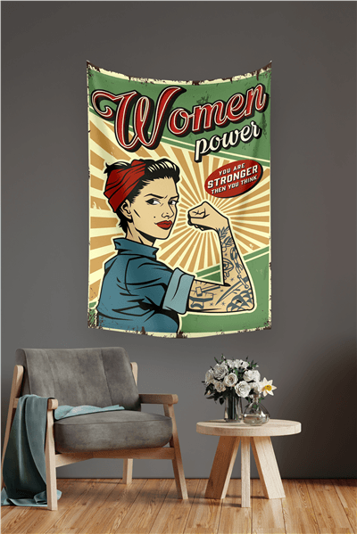 Vagonik Woman Power Duvar Örtüsü Halısı