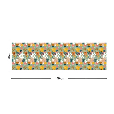 Vagonik Yeşil Çiçek Desenli Dijital Baskılı Runner 140x40 cm