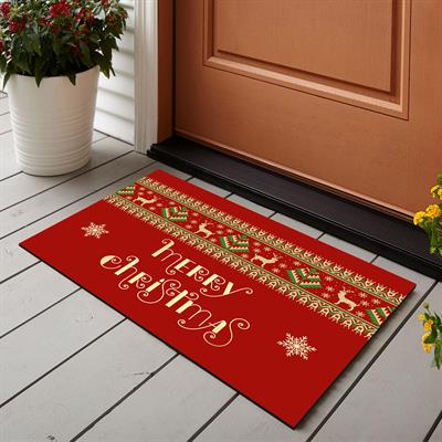 Vagonik Yılbaşı Merry Christmas Dijital Baskılı 50x70cm Dekoratif Çok Amaçlı Iç Ve Dış Kapı Paspası
