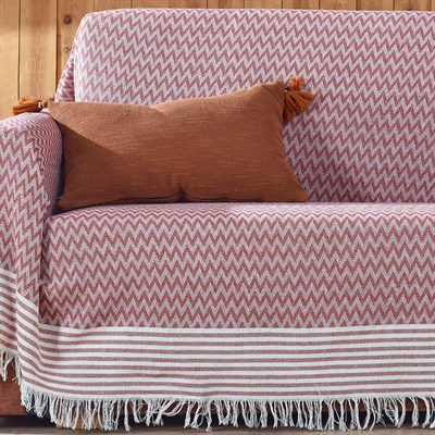 Vagonik Zigzag Desenli 3m Çekyat Kollarını Örten Battal Boy Koltuk Örtüsü 170 x 300 Bordo