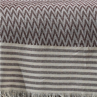 Vagonik Zigzag Natural Keten Koltuk Örtüsü | Koltuk Şalı Çekyat Örtüsü - Bordo