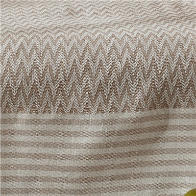 Vagonik Zigzag Natural Keten Koltuk Örtüsü | Koltuk Şalı Çekyat Örtüsü - Bej