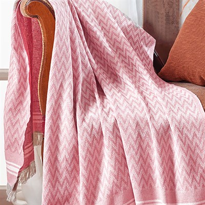 Vagonik Zigzag Pamuklu Tv Battaniyesi | Diz Battaniyesi Throw - Pudra