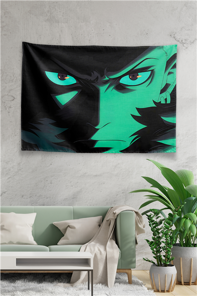 Vagonik Zoro Dark Portrait İllustration İntense Gaze Duvar Örtüsü Tapestry