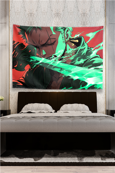 Vagonik Zoro Green Sword Slash Hypebeast Duvar Örtüsü Tapestry