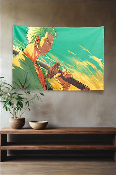 Vagonik Zoro One Piece Wheat Field Samurai Duvar Örtüsü Tapestry
