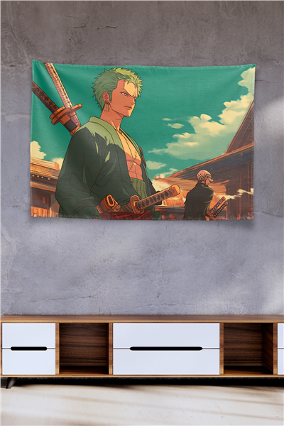 Vagonik Zoro Wano Samurai Village Duvar Örtüsü Tapestry