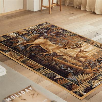 Vintage Vahşi Doğa Desenli Dijital Baskılı Halı Kaydırmaz Tabanlı Yıkanabilir Halı