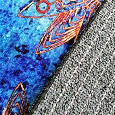 Vintage Kayık Balık ve Vahşi Doğa Desenli Dijital Baskılı Halı Kaydırmaz Tabanlı Yıkanabilir Halı